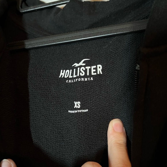 Hollister | Crop Full-Zip Corset Hoodie in Black Size XS - Picture 4 of 5